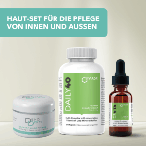 Haut-Paket #2 - DemoDerm Rosacea Basis Pflege, LIVIADA DAILY40 & Vitamin D3-Tropfen