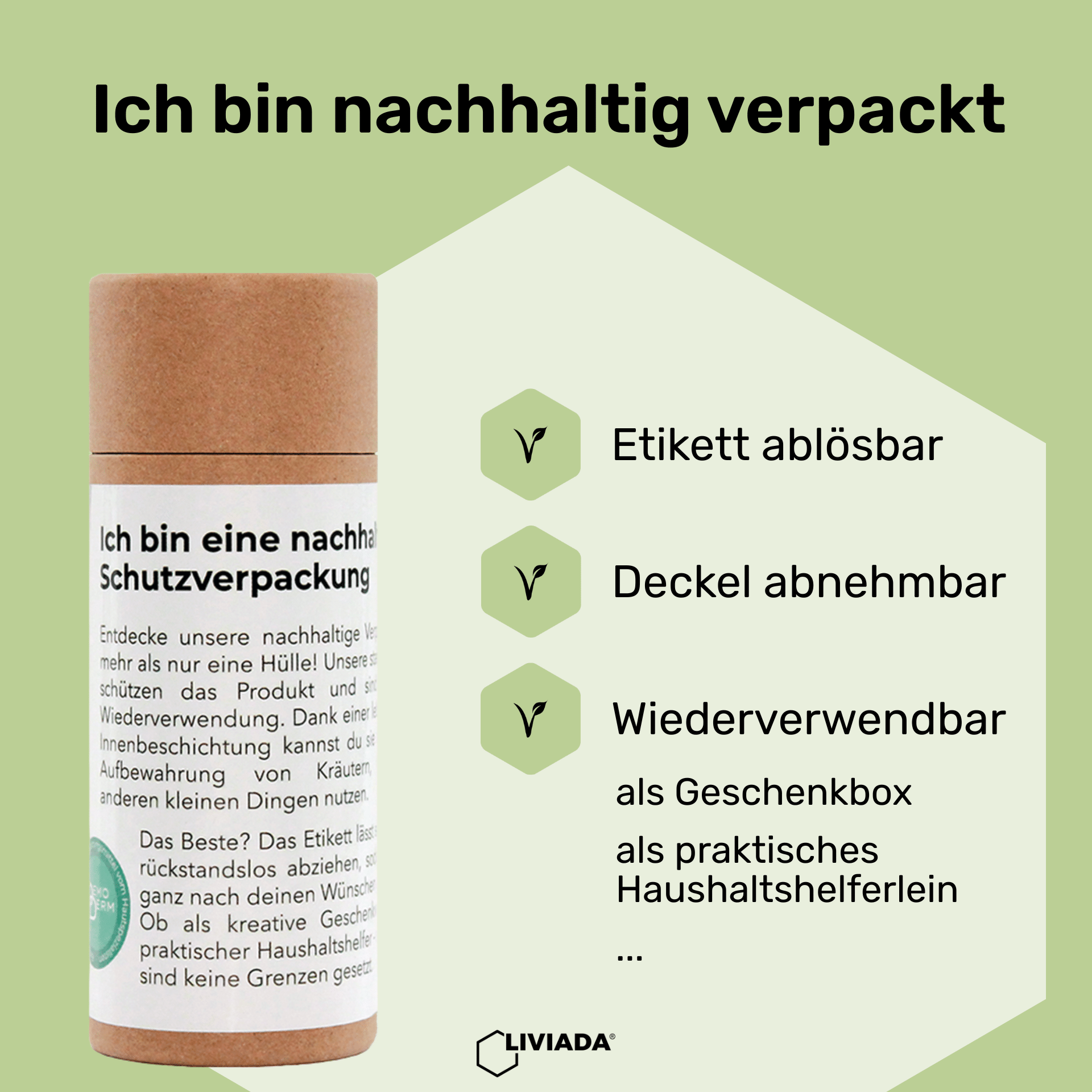 Nachhaltige Verpackung für LIVIADA-Produkte